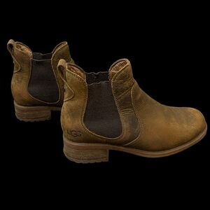 UGG Bonham Brown Suede Ankle Boots Sheepskin Shearling Fur Lined Women's 6 M